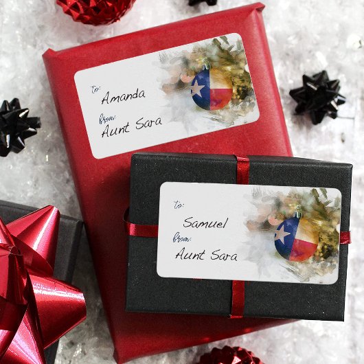 Penseelstreek Texas Flag Kerstversiering Art Gift Etiket