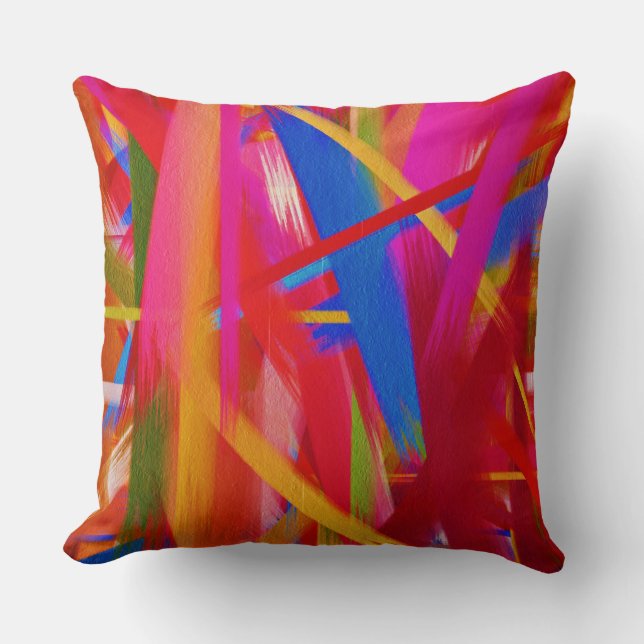 Penseelstreek verfkleuren kussen (Voorkant)