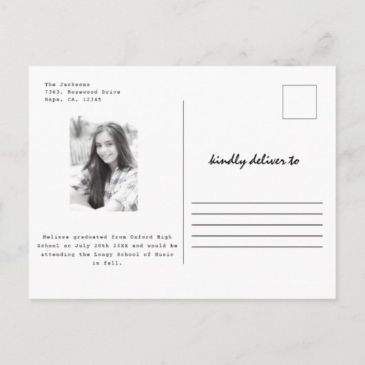 Penseelstreek Voeg uw eigen 2 foto Afstuderen Aankondigingskaart (Achterkant)