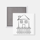 Penseelstreek White Picket Fence House Magneet (Voorkant / Achterkant)