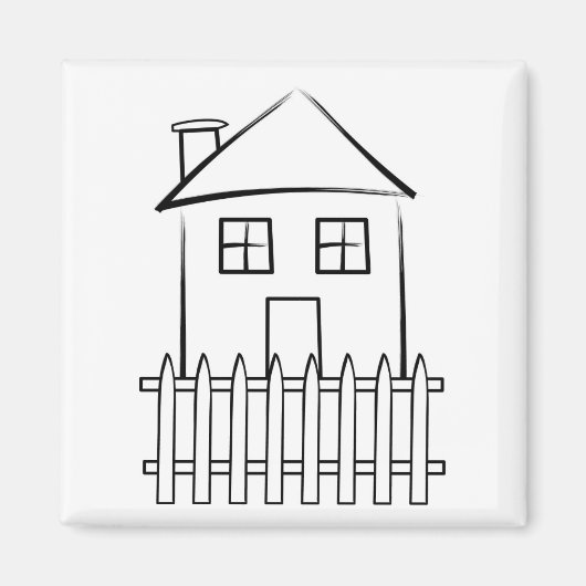 Penseelstreek White Picket Fence House Magneet (Voorkant)