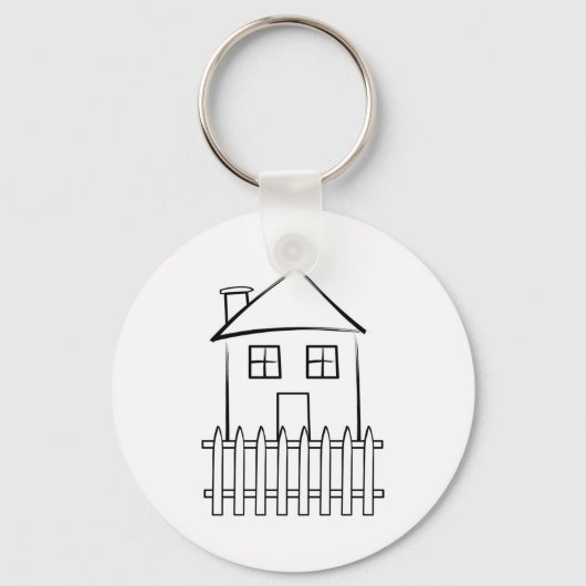 Penseelstreek White Picket Fence House Sleutelhanger (Voorkant)