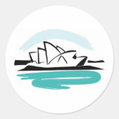 Penseelstreep Sydney-bestemming Ronde Sticker (Voorkant)
