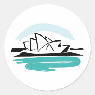 Penseelstreep Sydney-bestemming Ronde Sticker