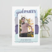 Penseelstreken Blauwe fotografie Partij Invitati Kaart (Staand voorkant)
