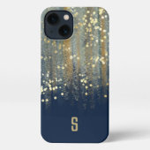 Penseelstreken en Confetti-Stippen met Gold Monogr iPhone Hoesje (Achterkant)