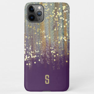Penseelstreken en Confetti-Stippen met Gold Monogr iPhone 11Pro Max Hoesje