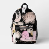 Penseelstreken en krabbels patroon op zwart bedrukte rugzak (Voorkant)