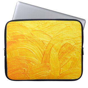 Penseelstreken en -krommen gouden abstracte achter laptop sleeve