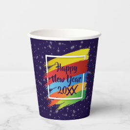 Penseelstreken gelukkig nieuwjaar 20xx-partij papieren bekers