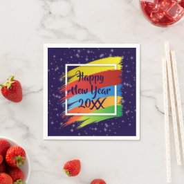 Penseelstreken gelukkig nieuwjaar 20xx-partij servet