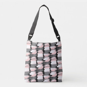 penseelstreken, grijs-roze decor. crossbody tas