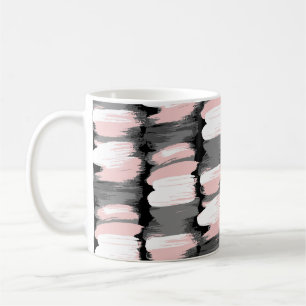  penseelstreken, grijs-roze decor. koffiemok