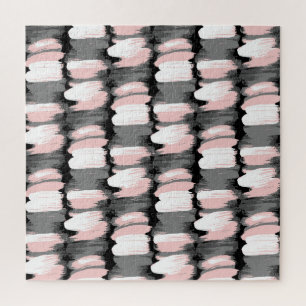 penseelstreken, grijs-roze decor. legpuzzel