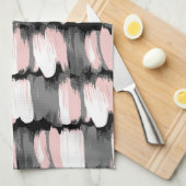  penseelstreken, grijs-roze decor. theedoek (Quarter Fold)