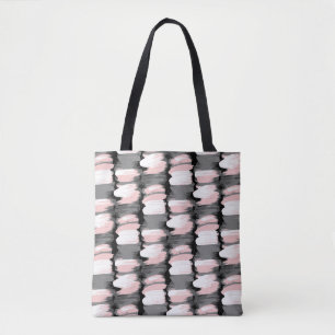  penseelstreken, grijs-roze decor. tote bag