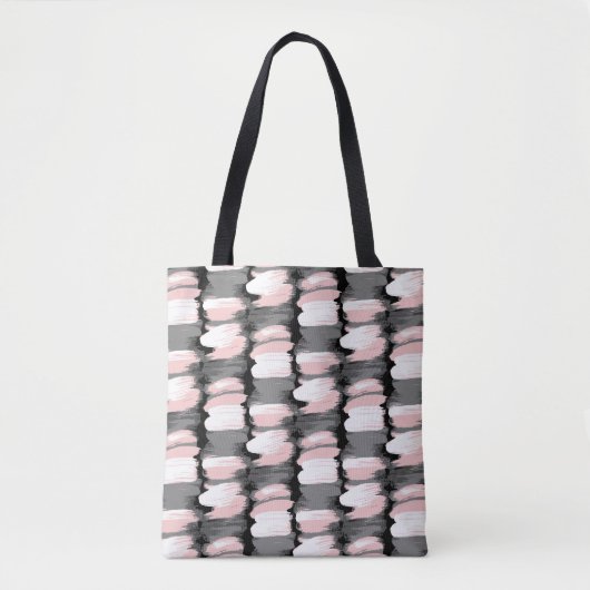  penseelstreken, grijs-roze decor. tote bag (Voorkant)
