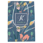 Penseelstreken illustratie kleurrijk tulppatroon medium cadeauzakje (Voorkant)