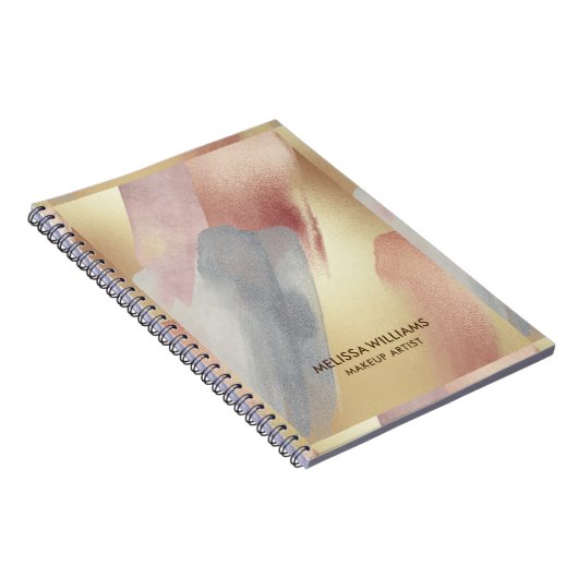 Penseelstreken in goud, koper en grijs notitieboek (Rechterzijde)