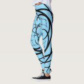 Penseelstreken in rug, lichtblauwe achtergrond leggings (Links)