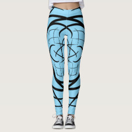 Penseelstreken in rug, lichtblauwe achtergrond leggings