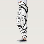 Penseelstreken in rug, witte achtergrond leggings (Links)