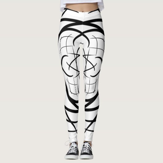 Penseelstreken in rug, witte achtergrond leggings (Voorkant)