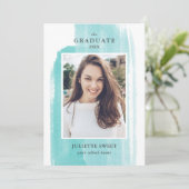 Penseelstreken | Mint Photo Girly Afstuderen Kaart (Staand voorkant)