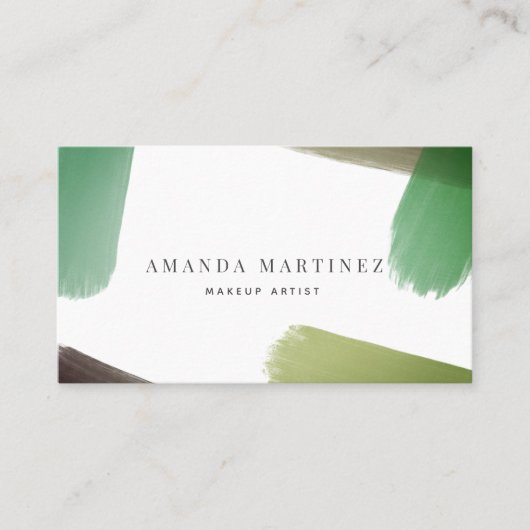 Penseelstreken Modern Wit x Groen Visitekaartje (Voorkant)