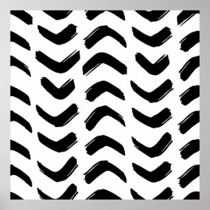 Penseelstreken naadloos patroon. Zwart en Poster