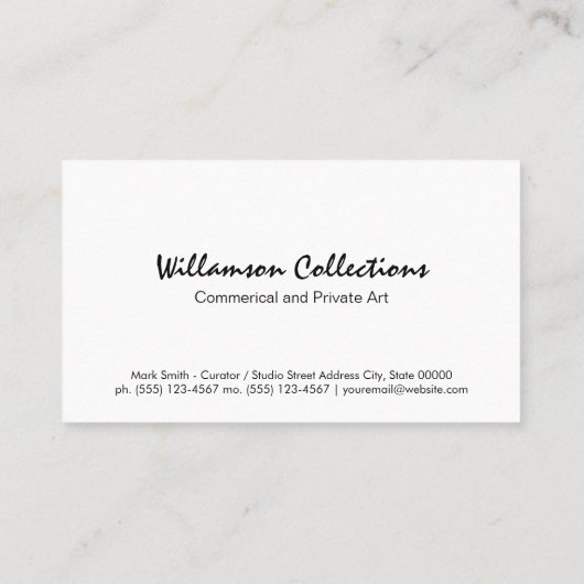 Penseelstreken op canvas | conservator | artiest visitekaartje (Achterkant)