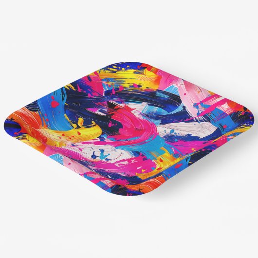 penseelstreken papieren bordje (Gebogen)