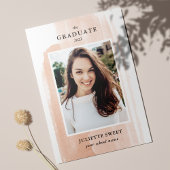 Penseelstreken | Peach Photo Girly Afstuderen Kaart
