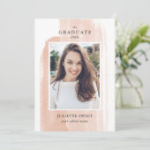Penseelstreken | Peach Photo Girly Afstuderen Kaart (Staand voorkant)
