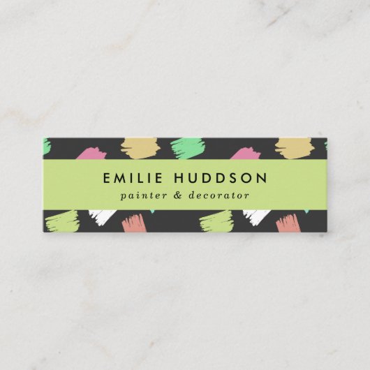 penseelstreken, schilder, schilderij, decorator mini visitekaartje (Voorkant)