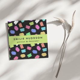 penseelstreken, schilder, schilderij, decorator vierkante visitekaartje