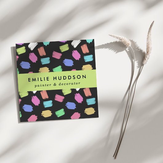 penseelstreken, schilder, schilderij, decorator vierkante visitekaartje