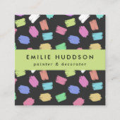 penseelstreken, schilder, schilderij, decorator vierkante visitekaartje (Voorkant)