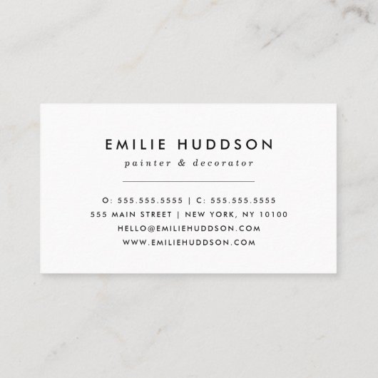 penseelstreken, schilder, schilderij, decorator visitekaartje (Achterkant)