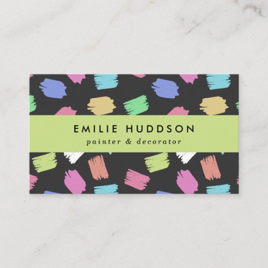 penseelstreken, schilder, schilderij, decorator visitekaartje (Voorkant)