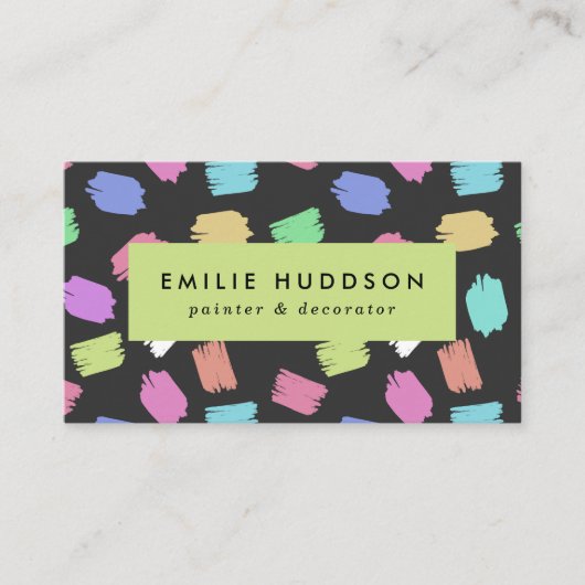penseelstreken, schilder, schilderij, decorator visitekaartje (Voorkant)
