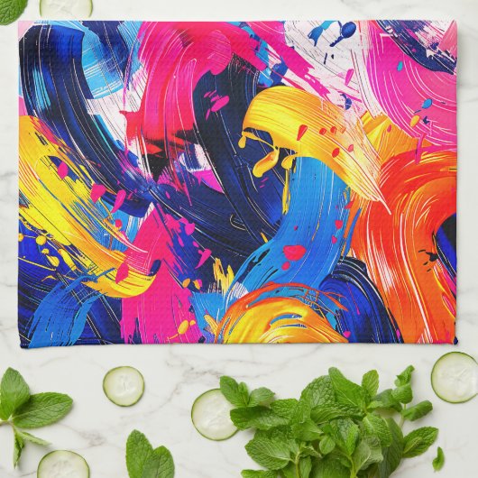 penseelstreken theedoek (Gevouwen)