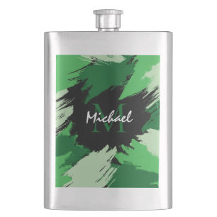Penseelstreken tinten groene naam met monogram flacon