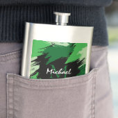Penseelstreken tinten groene naam met monogram flacon (Voorbeeld)