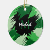 Penseelstreken tinten groene naam met monogram keramisch ornament (Links)