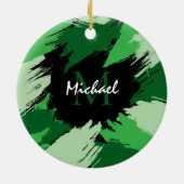 Penseelstreken tinten groene naam met monogram keramisch ornament (Achterkant)