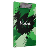 Penseelstreken tinten groene naam met monogram klembord (Rechts)