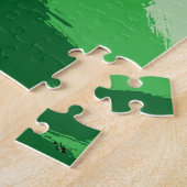 Penseelstreken tinten groene naam met monogram legpuzzel (Zijkant)