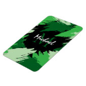 Penseelstreken tinten groene naam met monogram magneet (Linkerzijde)