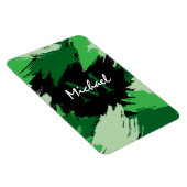 Penseelstreken tinten groene naam met monogram magneet (Rechterzijde)